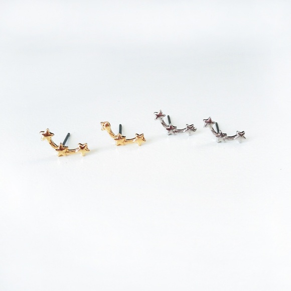 Triple Stars Zodiac Stud Earrings - Picture 3 of 4